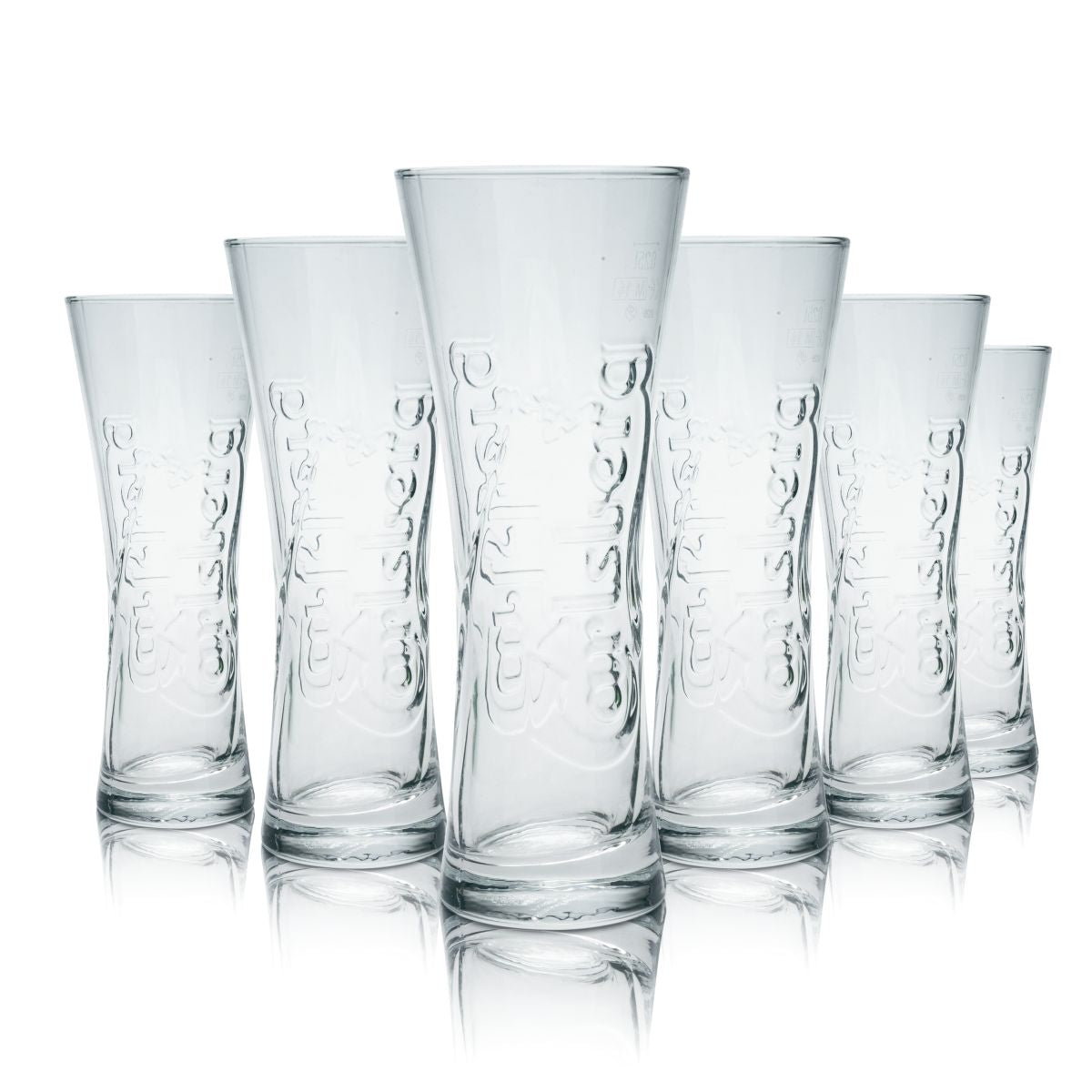 6x Carlsberg Bierglas 0,25l Relief Glaskontur Bierpokal Pils Gläser Set Brauerei