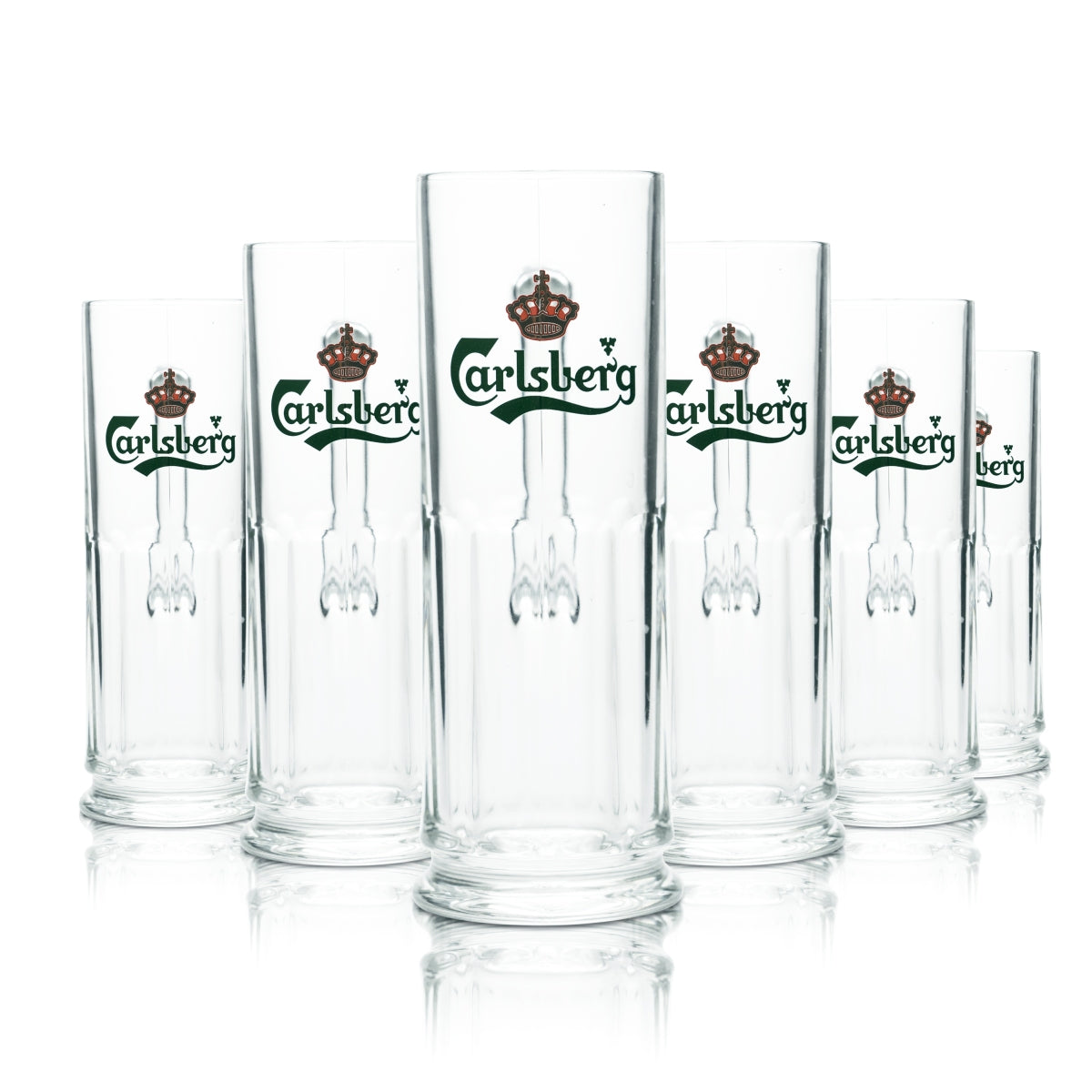 6x Carlsberg Glas 0,4l Kontur Bier Gläser Krug Humpen Seidel Pilsener Brauerei