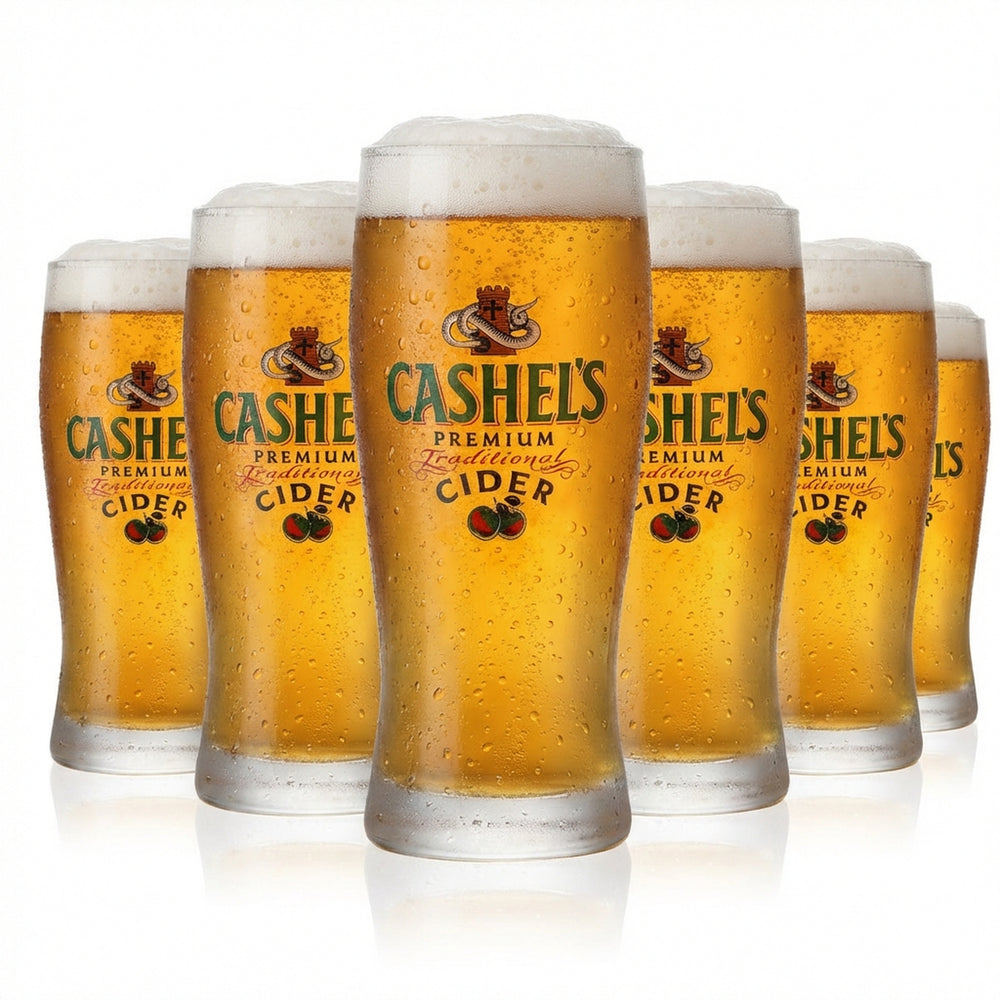 6x Cashels Glas 0,4l Gläser voll satiniert Irish Beer Milchglas