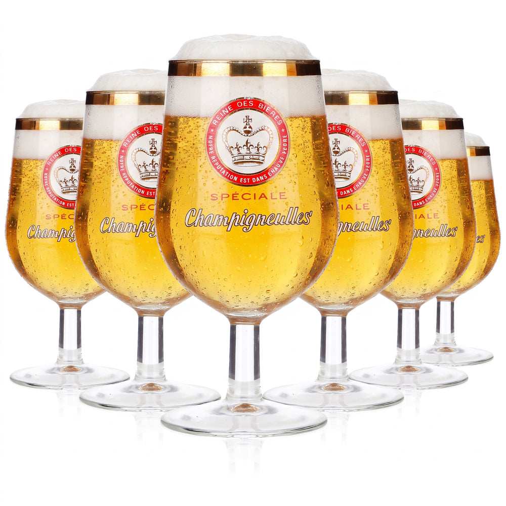 6x Champigneulles Bier Glas Pokalgläser 0,25l Speciale Goldrand (6er Set)