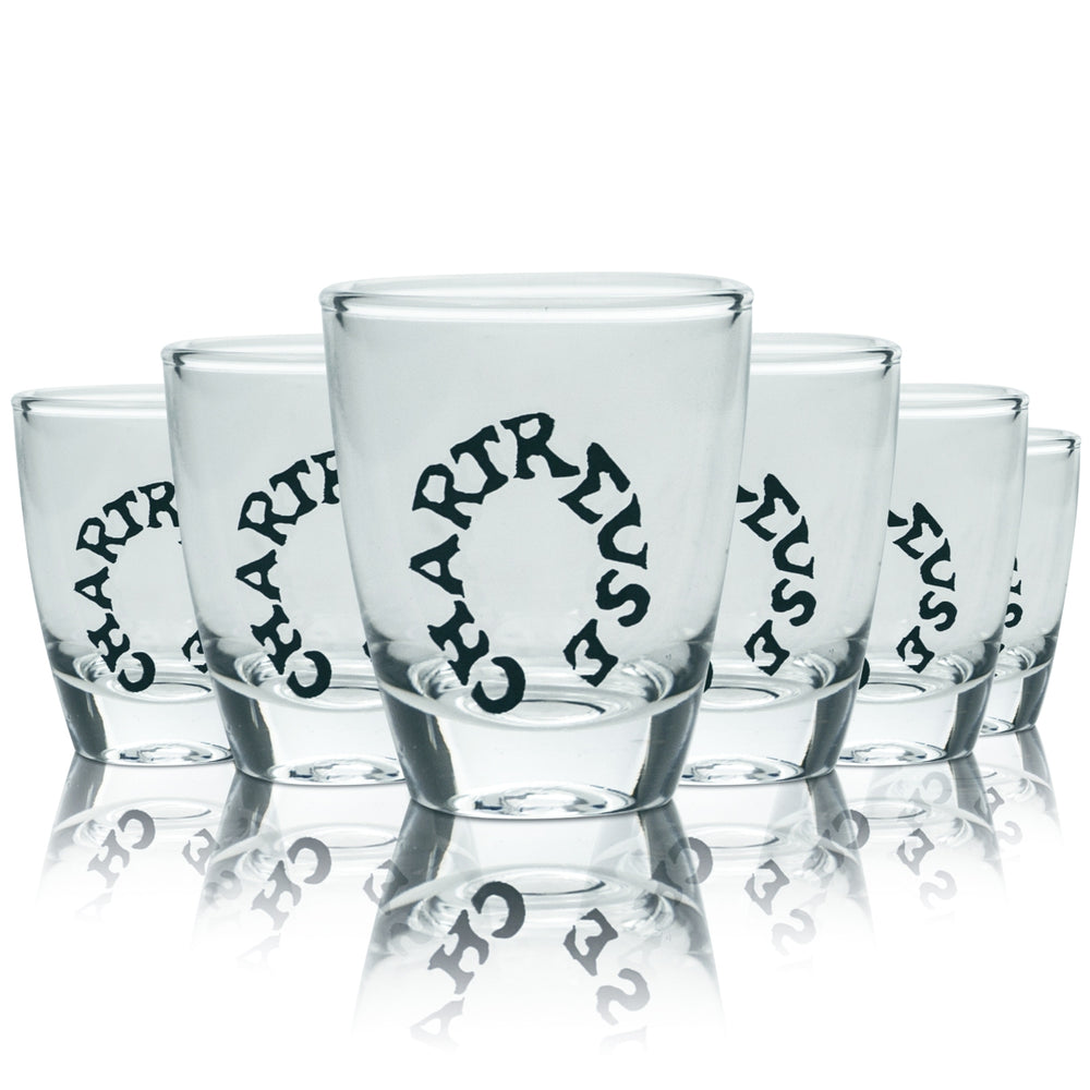 6x Chartreuse Likör Glas 2cl Shot Gläser Schnaps Kurze Stamper Frankreich grün