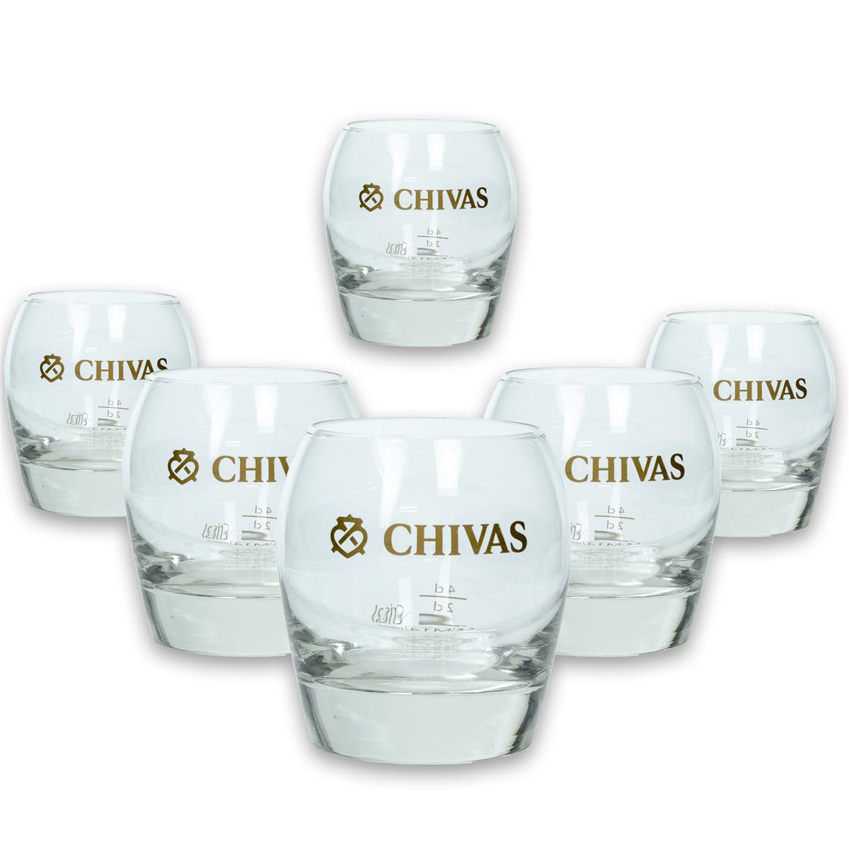 6x Chivas Regal Glas Tumbler Goldschrift