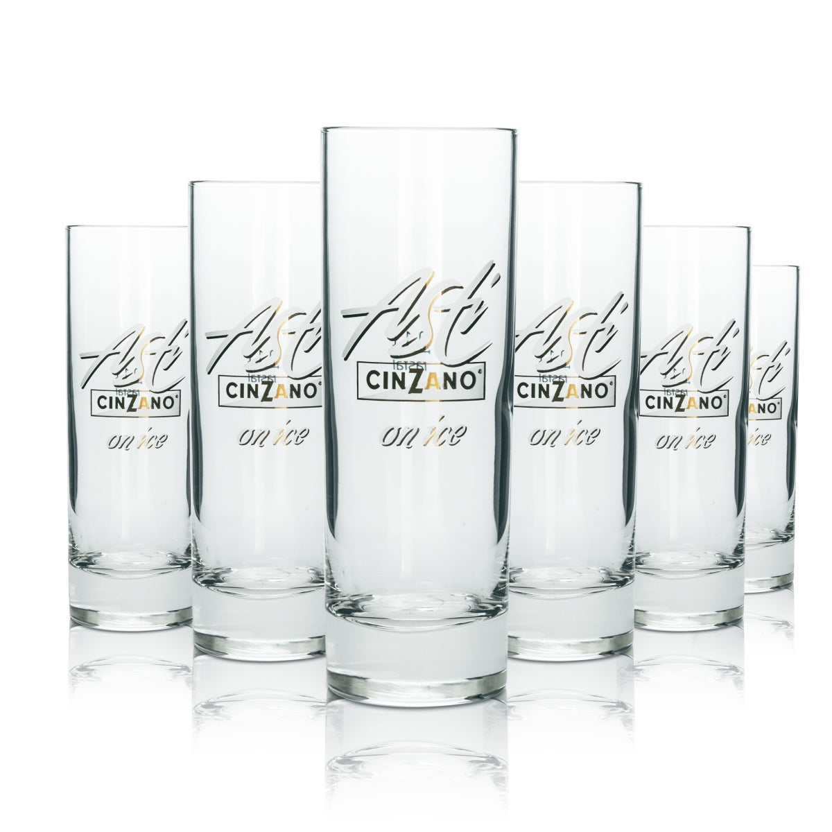 6x Cinzano Aperitif Glas Longdrink 0,1l vergoldetes Logo