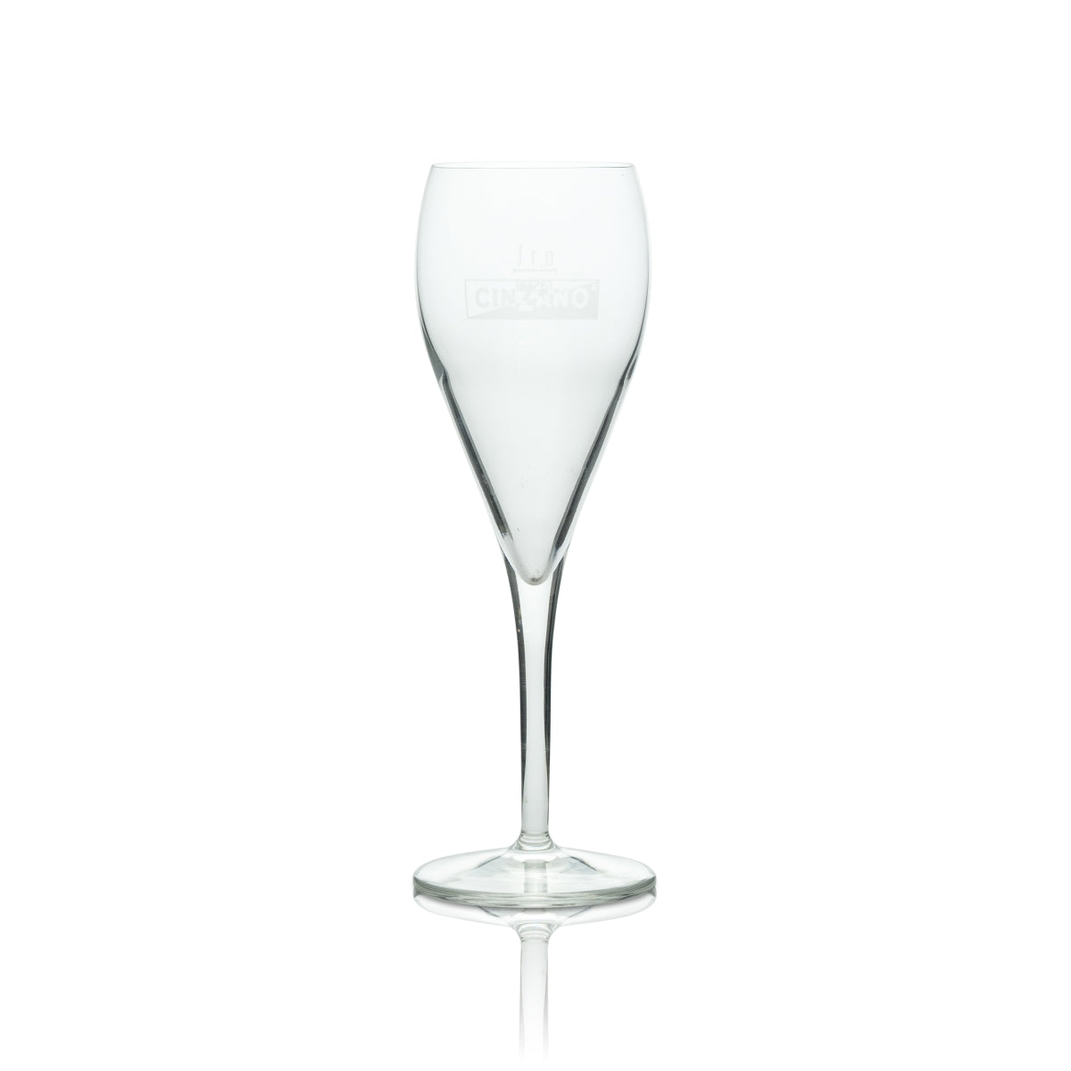 6x Cinzano Aperitif Glas Sektflöte Logo weiß – Ansicht 2