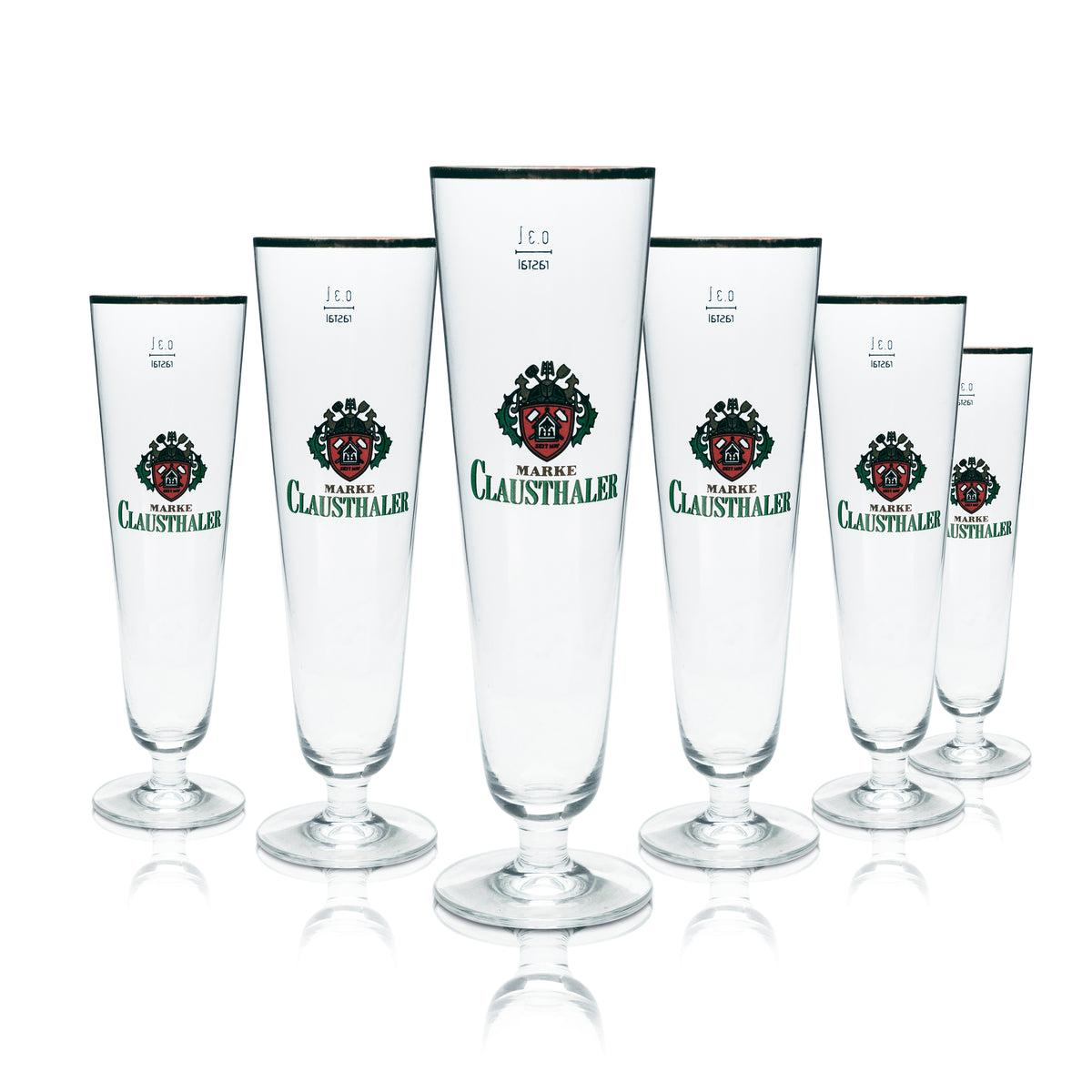 6x Clausthaler Bier Glas 0,3l Pokal Tulpe Goldrand Gläser Gastro Pilsner Kneipe – Ansicht 6