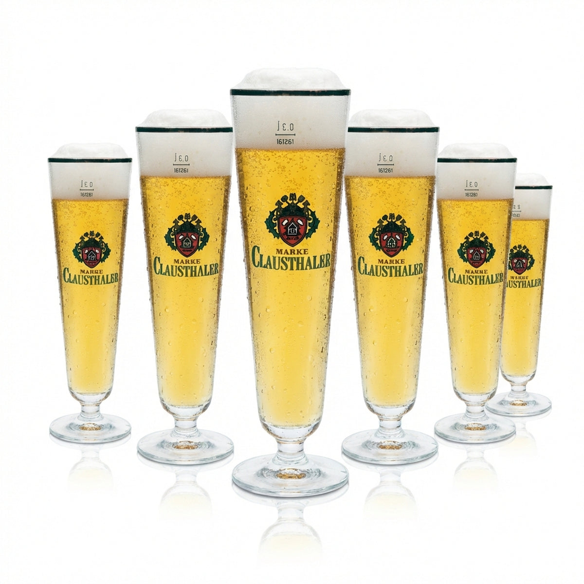 6x Clausthaler Bier Glas 0,3l Pokal Tulpe Goldrand Gläser Gastro Pilsner Kneipe