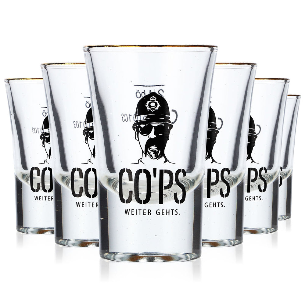 6x CO`PS Rum Glas 2cl Shotglas Goldrand Tumbler Longdrinkglas (6er Set)