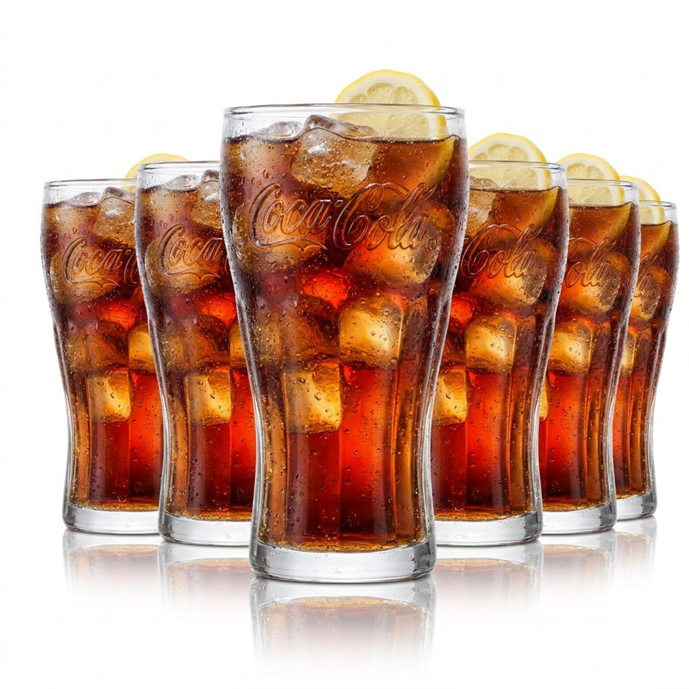 6x Coca Cola Kontur Glas 0,2l Becher Gläser Softdrink Limo Mix Geeicht Gastro