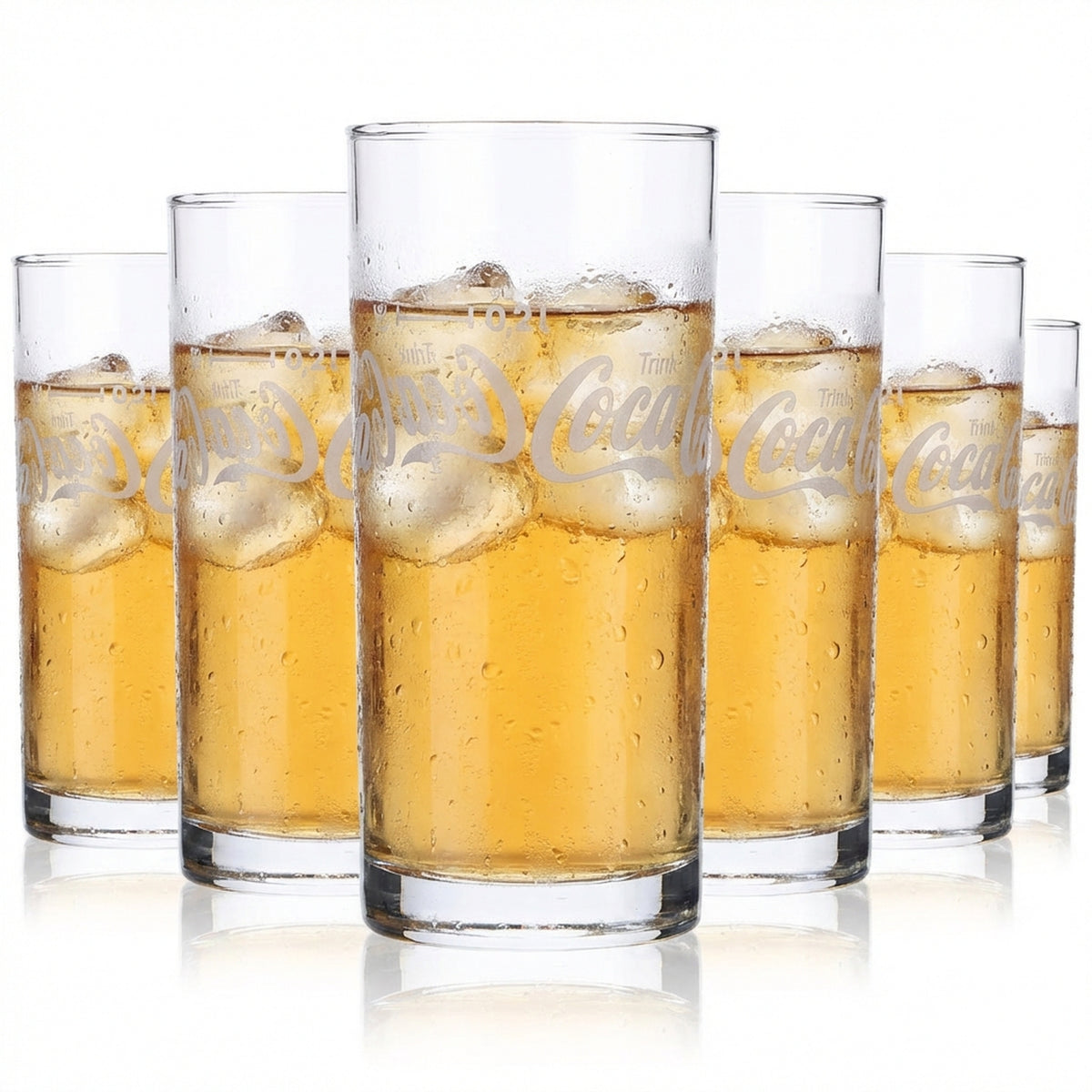 6x Coca Cola Longdrink Glas Colaglas 0,2l Becher Schriftzug horizontal