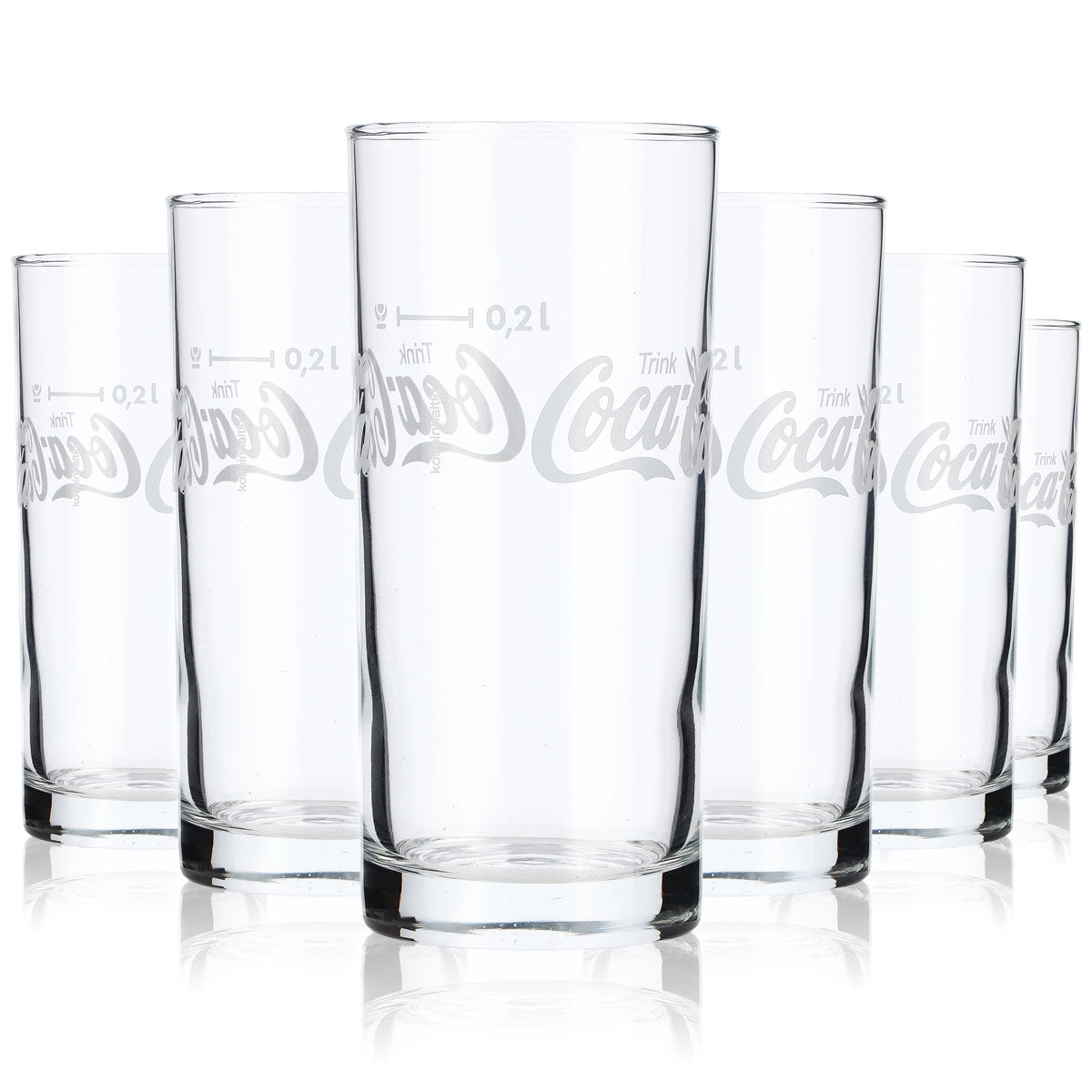 6x Coca Cola Longdrink Glas Colaglas 0,2l Becher Schriftzug horizontal – Ansicht 6