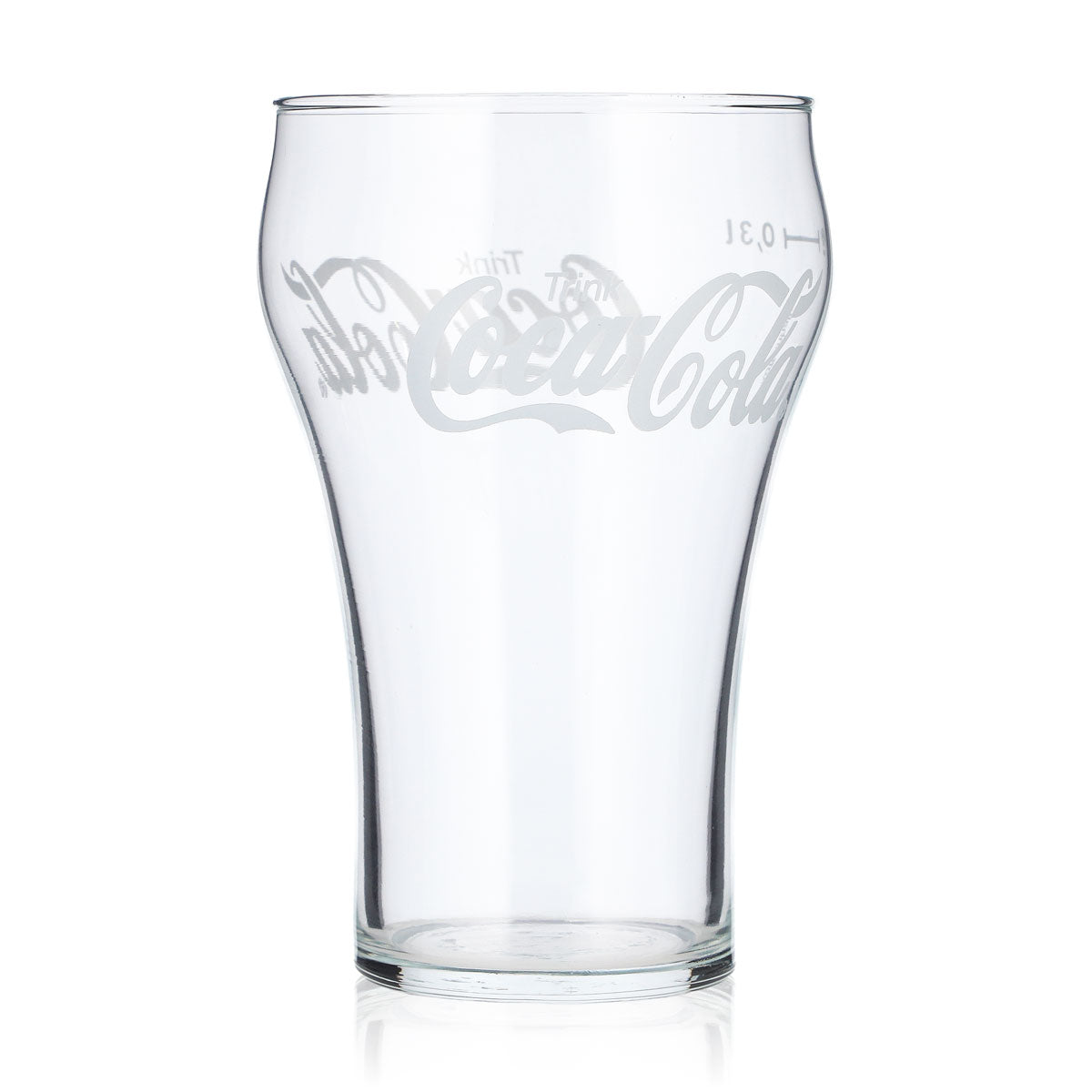 6x Coca Cola Softdrink Glas 0,3l Konturglas weißes Logo (6er Set) – Ansicht 2