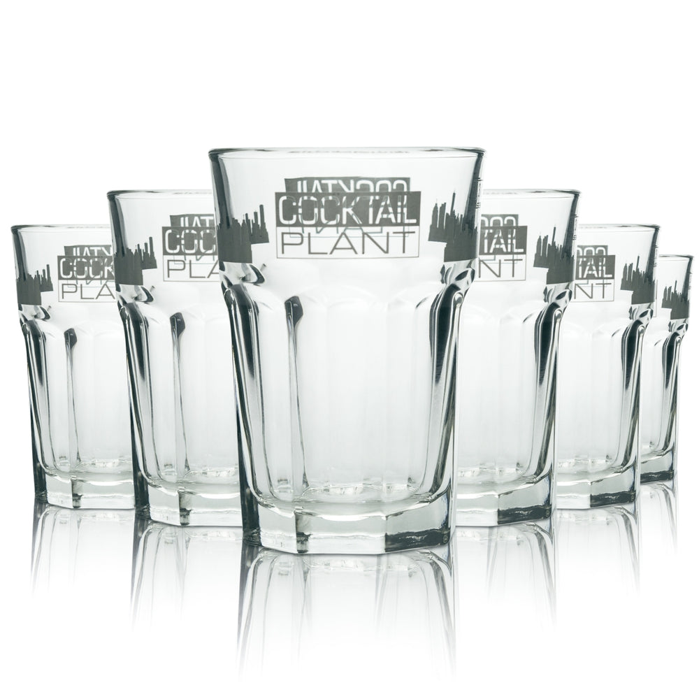 6x Cocktailplant Glas 0,3l Longdrink Cocktail Kontur Gläser Gastro Geeicht Bar