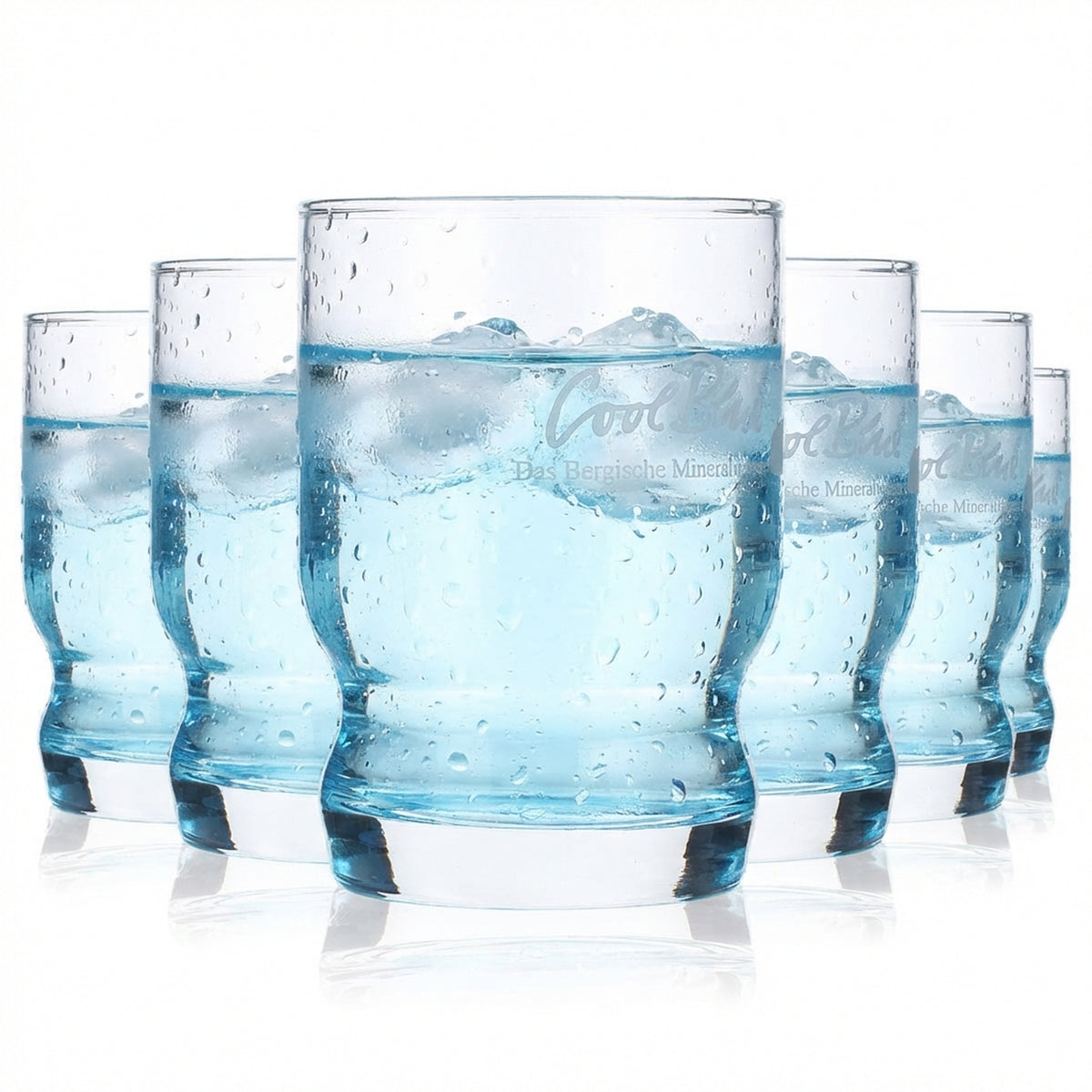 6x Cool Blue Wasser Glas 0,2l Gläser Wassergläser Becher
