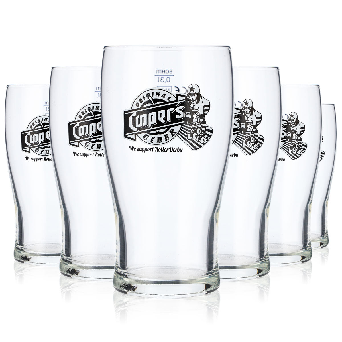 6x Coopers Cider Glas 0,3l Becher Ciderglas"We support Roller Derby" Tulip – Ansicht 5