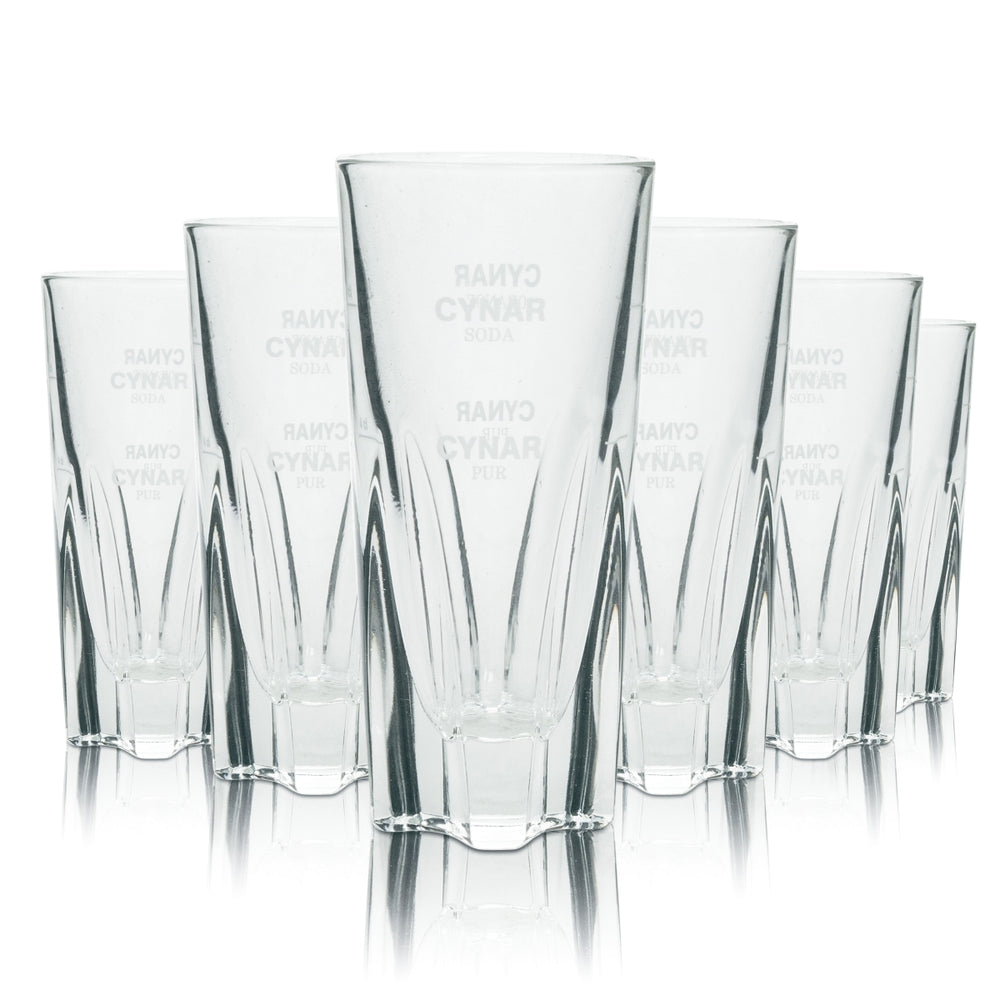 6x Cynar Amaro Glas 100ml On Ice Gläser Pur Eiswürfel Longdrink Relief Druck
