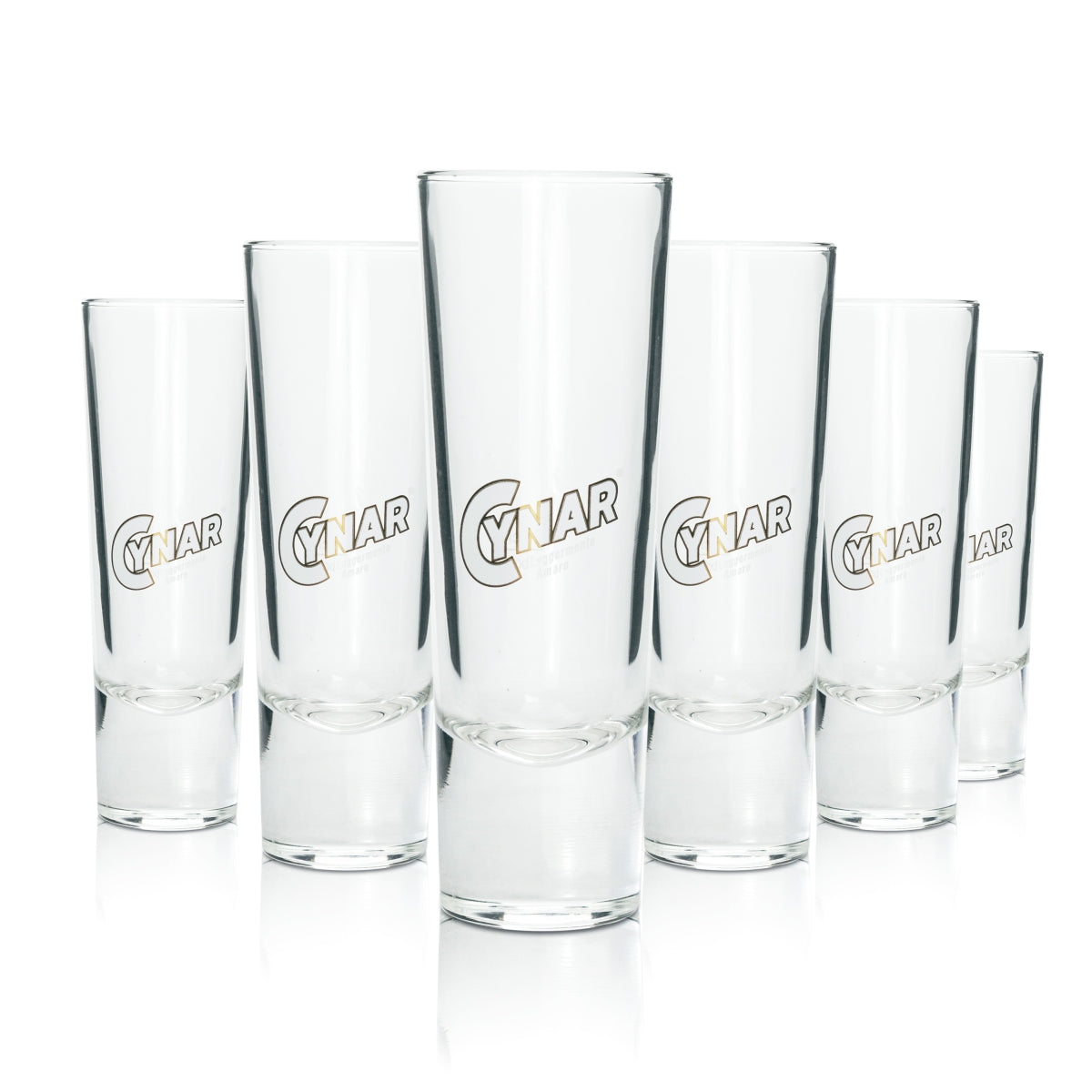 6x Cynar Amaro Glas On Ice Gläser Eichstrich 4cl Cocktail Retro Logo Bar Gold