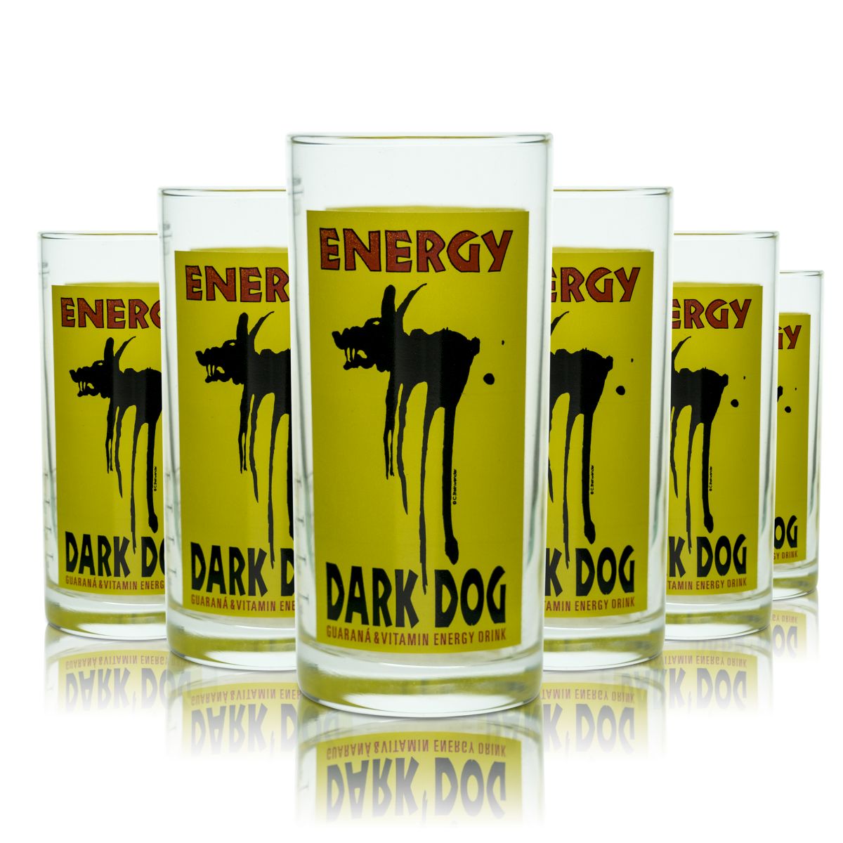 6x Dark Dog Glas 0,25l Bechergläser Longdrinkgläser Trinkgläser Energy Drink