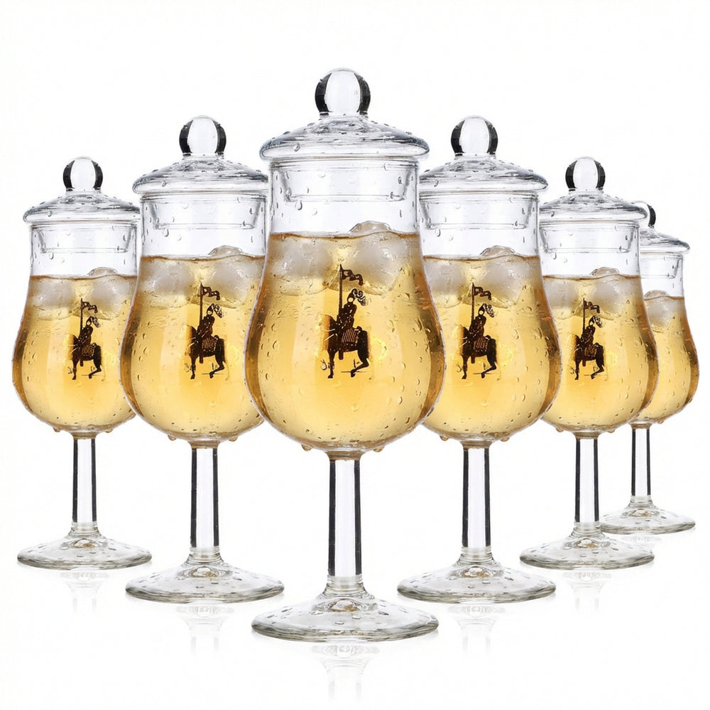 6x Dauphin Weinbrand Glas 2cl/4cl Tastingglas mit Deckel Reiter Logo Böckling