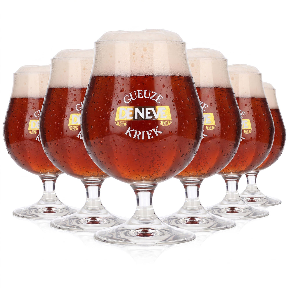 6x De Neve Bier Glas 0,25l Tulpe Goldenes Logo Weißer Schriftzug (6er Set)