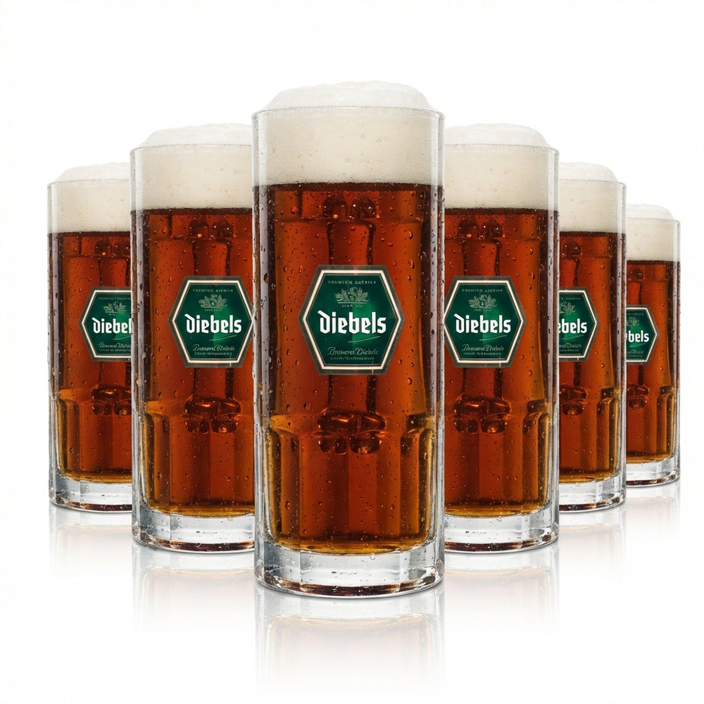 6x Diebels Bier Glas 0,5l Krug geriffelt Sahm Wallenstein