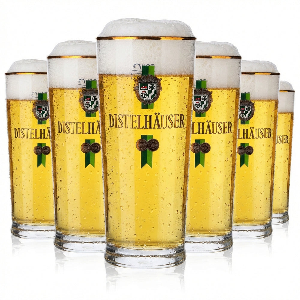 6x Distelhäuser Bier Glas Biergläser 0,25l Becher Goldrand Sahm