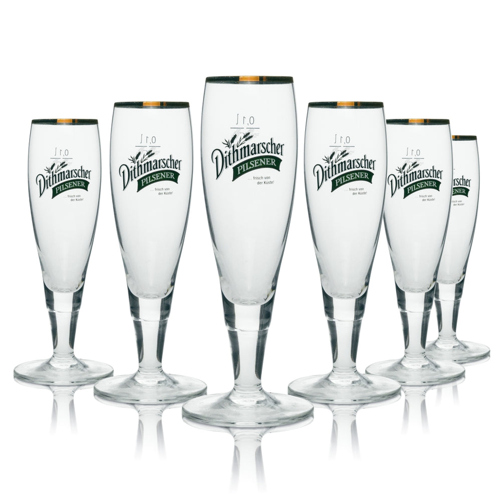 6x Dithmarscher Bier Glas 0,1l Pokal Goldrand Ritzenhoff