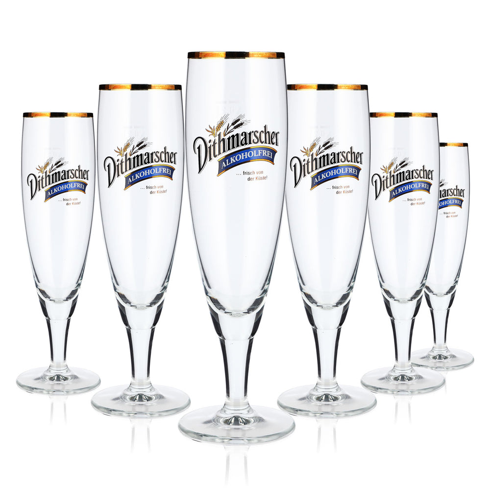 6x Dithmarscher Bier Glas 0,2l Pokal Alkoholfrei Goldrand Ritzenhoff (6er Set)