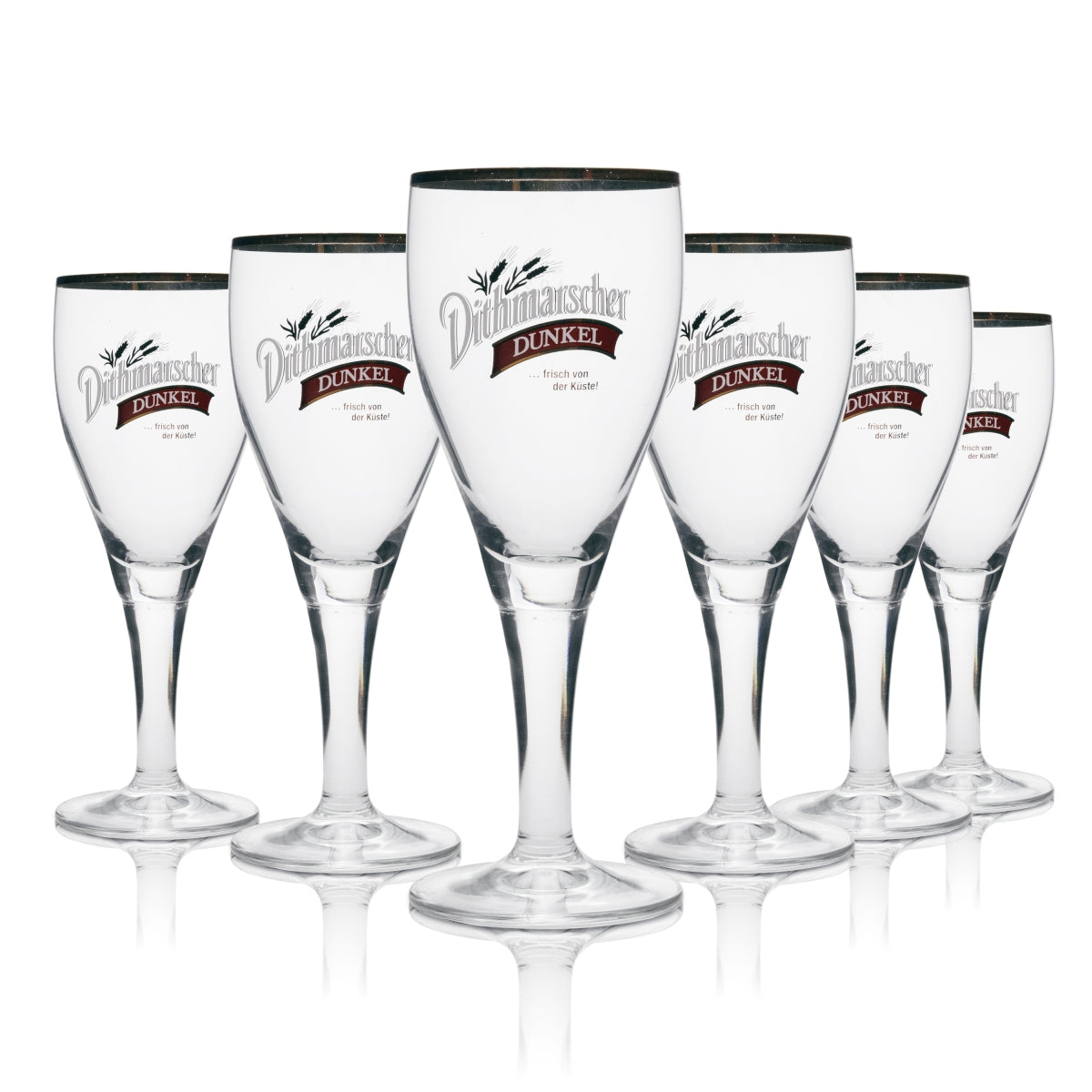6x Dithmarscher Bier Glas 0,3l Dunkel Pokal Goldrand Ritzenhoff