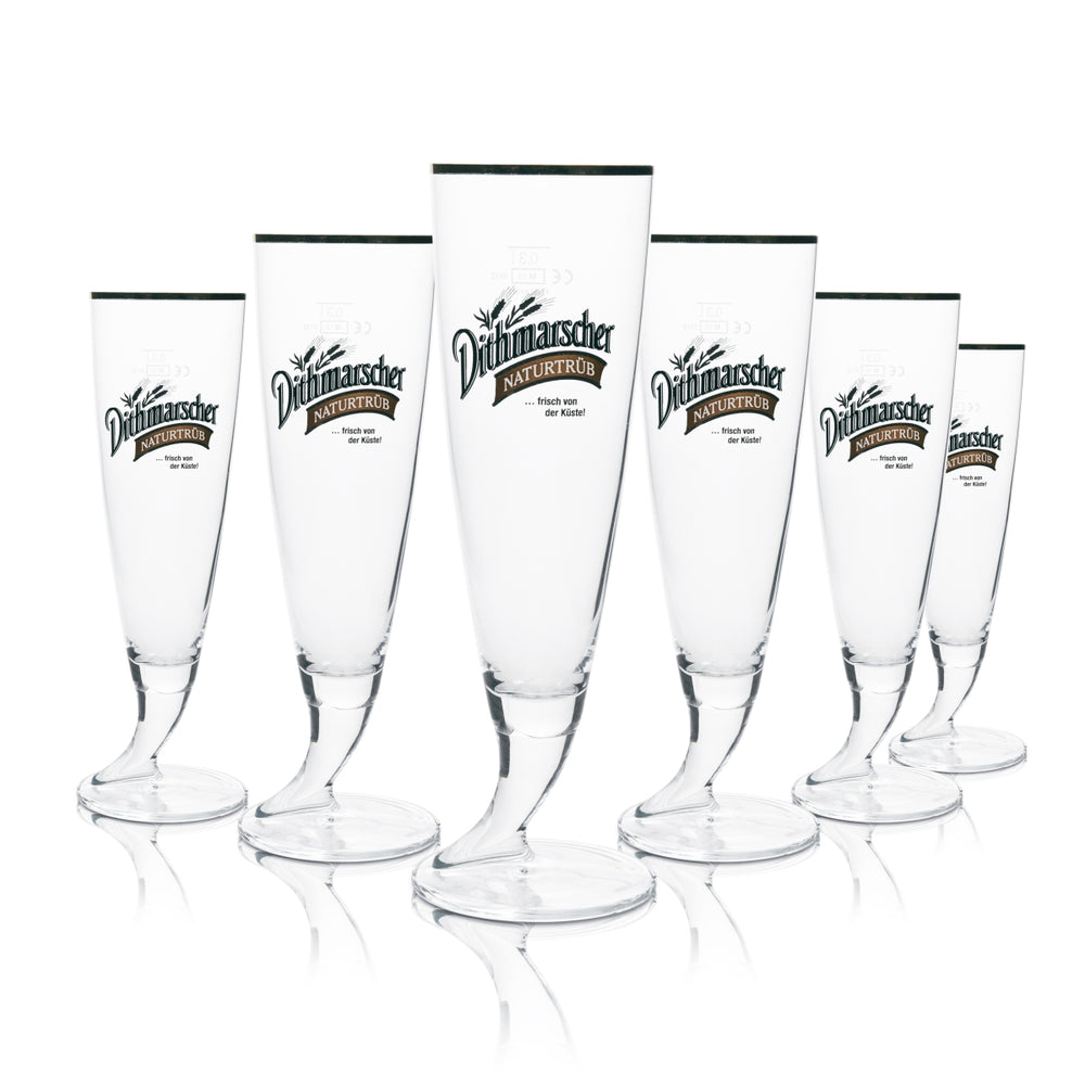 6x Dithmarscher Bier Glas Pilsener 0,3l Naturtrüb Horn Goldrand Ritzenhoff