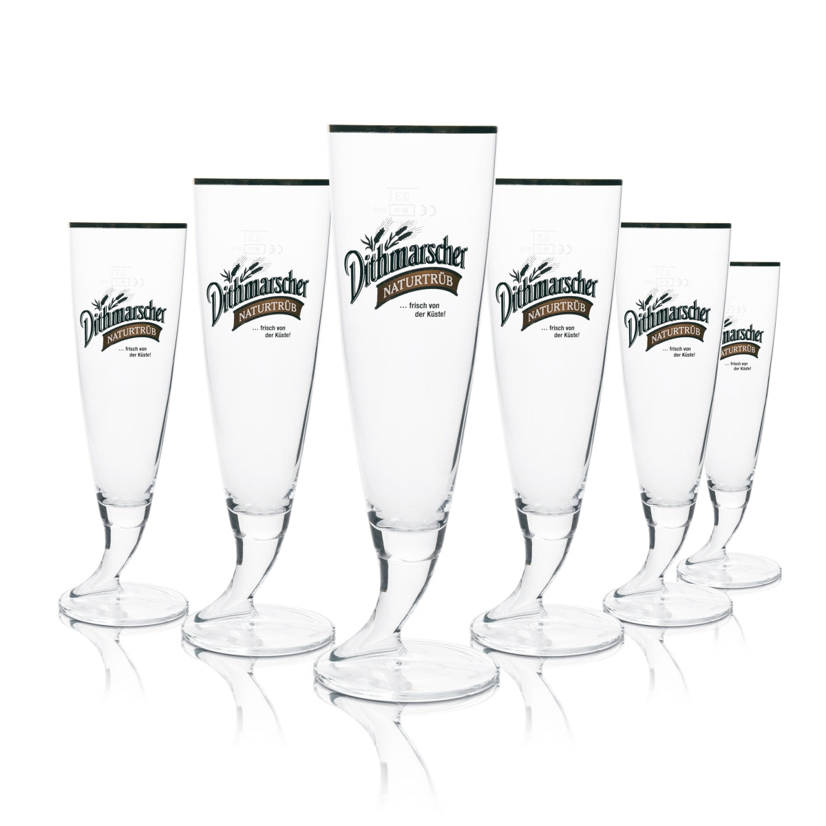 6x Dithmarscher Bier Glas Pilsener 0,3l Naturtrüb Horn Goldrand Ritzenhoff