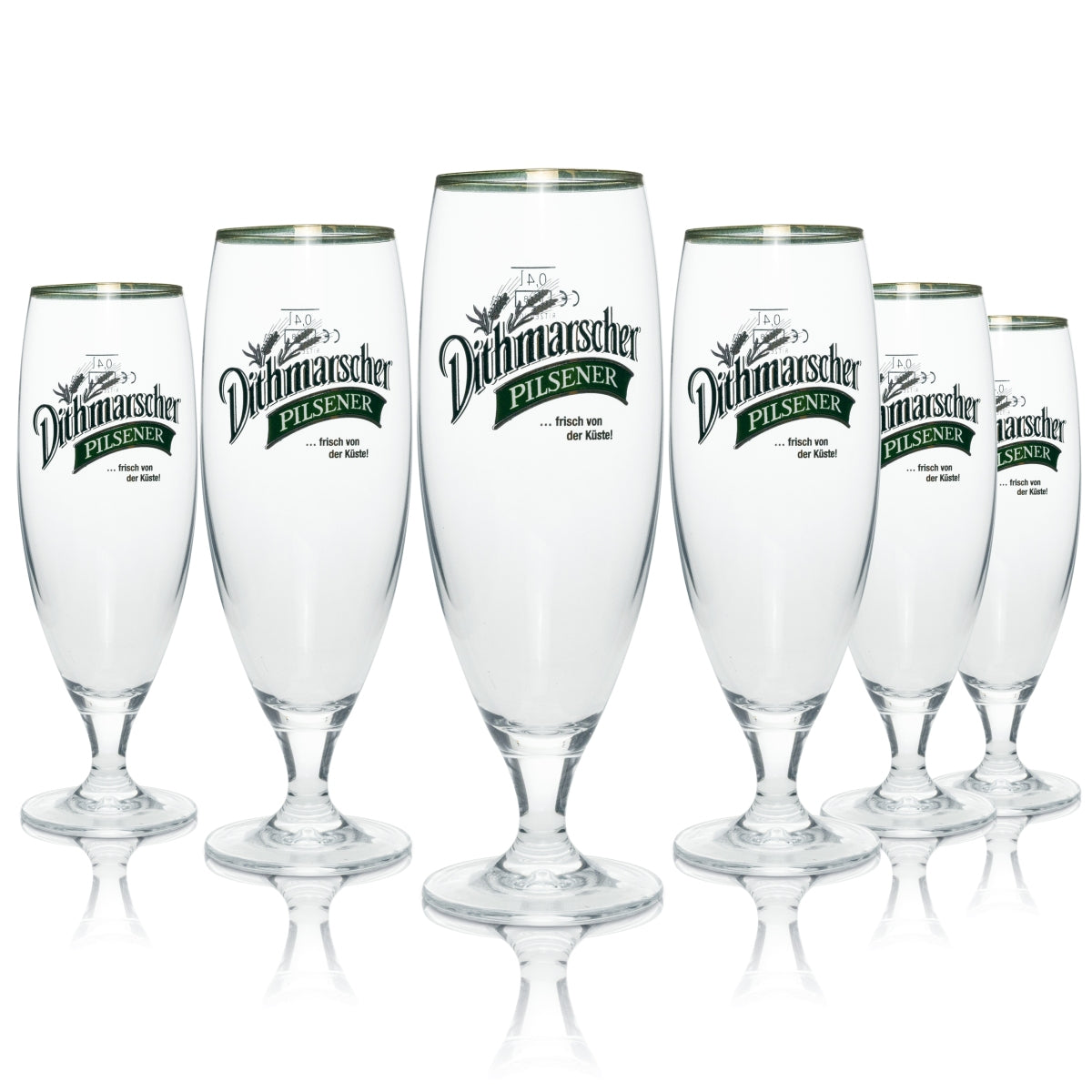 6x Dithmarscher Bier Glas Pokal Pilsener "…frisch von der Küste!" 0,4l Ritzenhoff