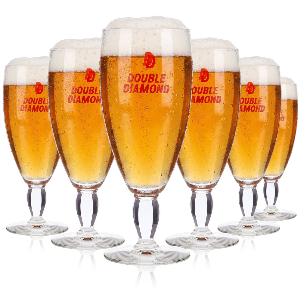 6x Double Diamond Bier Glas Pokalgläser 0,34l Eckicger Stiel (6er Set)