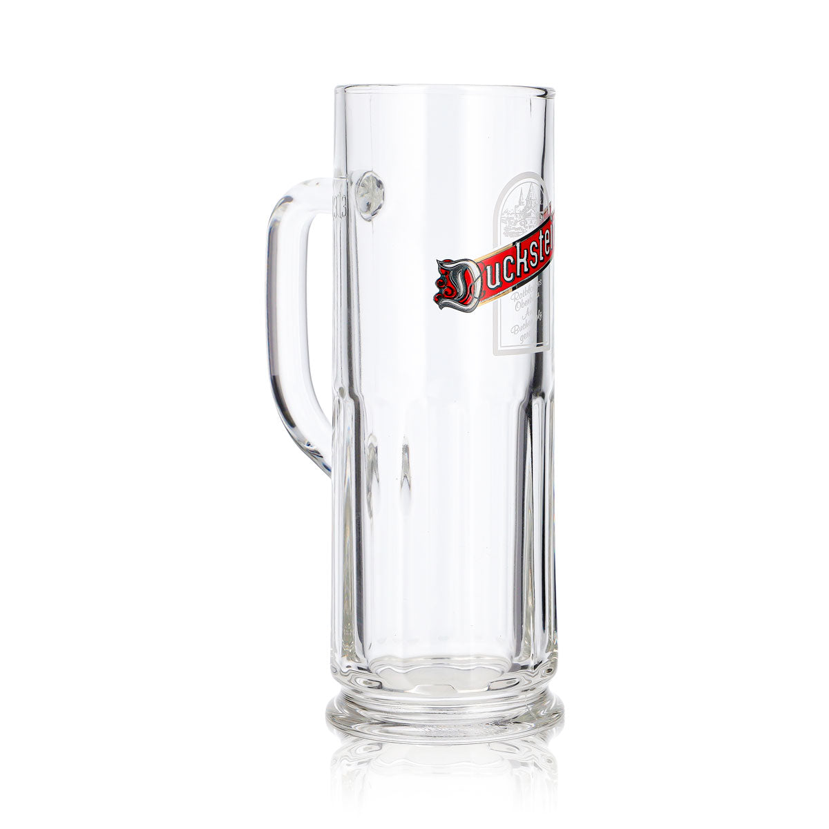 6x Duckstein Bier Glas Krug 0,3l rotes Logo mit weißem Rahmen Relief (6er Set) – Ansicht 4