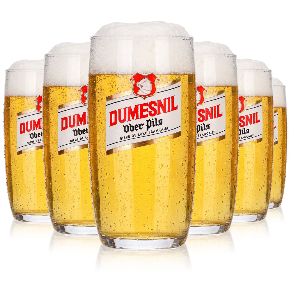 6x Dumesnil Bier Glas 0,25l Becher Ober Pils weiß/gold Logo
