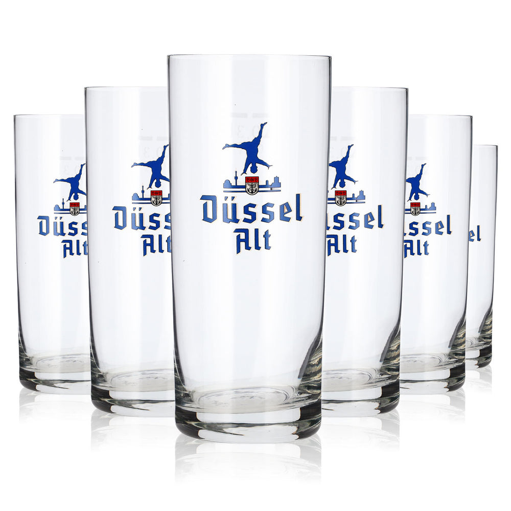 6x Düssel Alt Bier Glas 0,3l Becher Kölschglas blaues Logo Bierglas (6er Set)