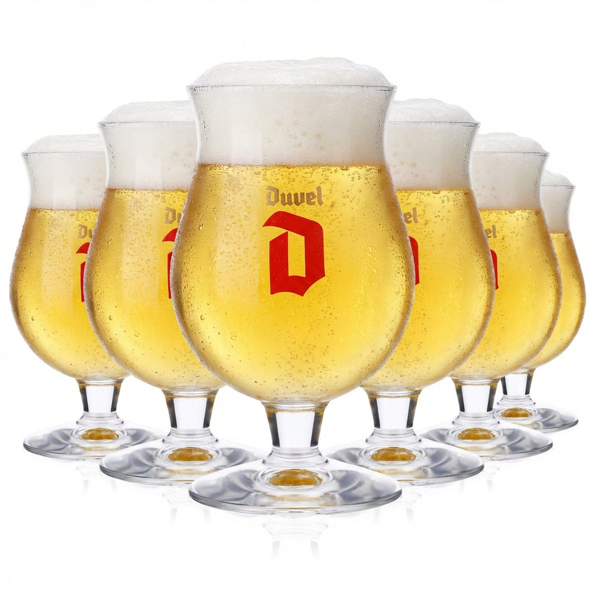 6x Duvel Bier Glas Gläser Bierglas bauchig 0,25l Rotes Logo