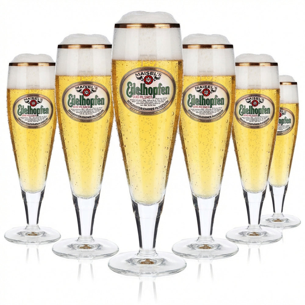 6x Edelhopfen Bier Glas Biergläser 0,2l Pokalgläser Goldrand Sahm Alba