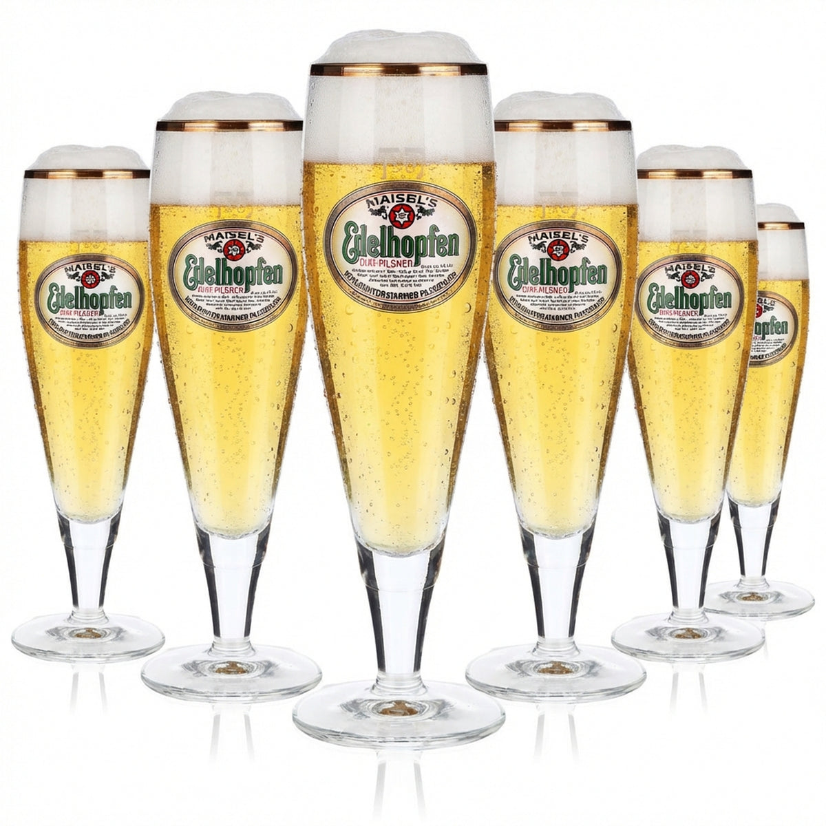 6x Edelhopfen Bier Glas Biergläser 0,2l Pokalgläser Goldrand Sahm Alba