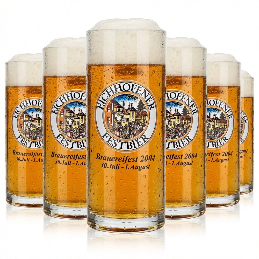 6x Eichhofener Bier Glas Seidel Humpen 0,5l Krug Brauereifest 2004 Rastal