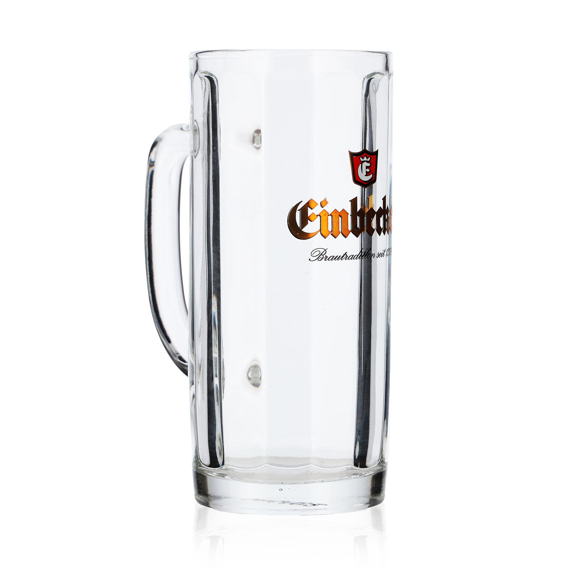 6x Einbecker Glas Bier 0,2l Krug goldene Schrift Relief Sahm Moldau Biergläser – Ansicht 3