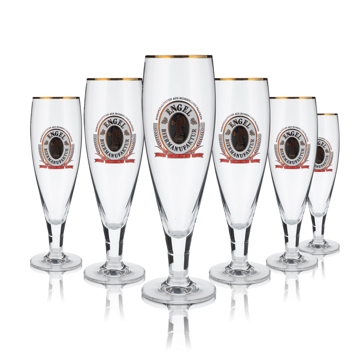 6x Engel Bierglas 0,3l Exclusiv Pokal Gläser Set Goldrand Brauerei Gastro – Ansicht 5