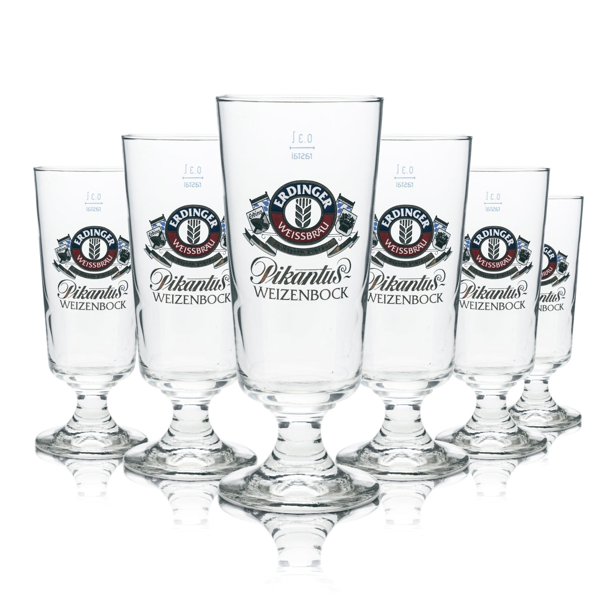 6x Erdinger Bier Glas 0,3l Tulpe Pokal Kelch Gläser Hefe Weizen Bock Gastro Bar