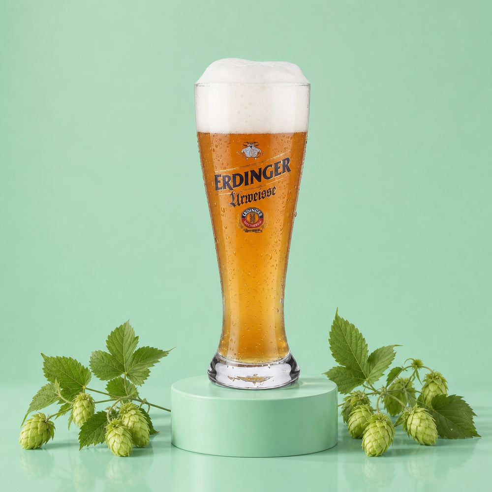 6x Erdinger Glas 0,3l Urweisse Weißbierglas Perleffekt Handgefertigt Hefeweizen