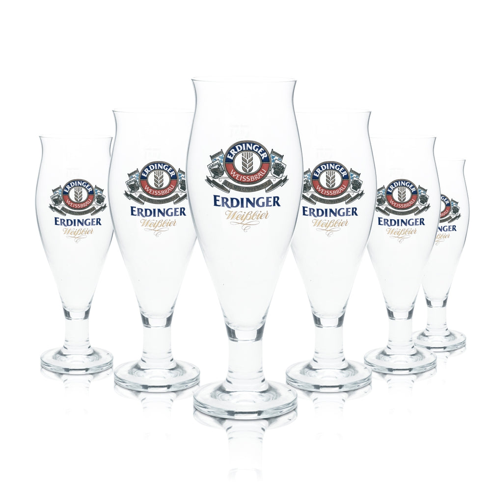 6x Erdinger Glas 0,5l Bier Tulpe Pokal Kelch Gläser Bayern Volksfest Gastro Bar