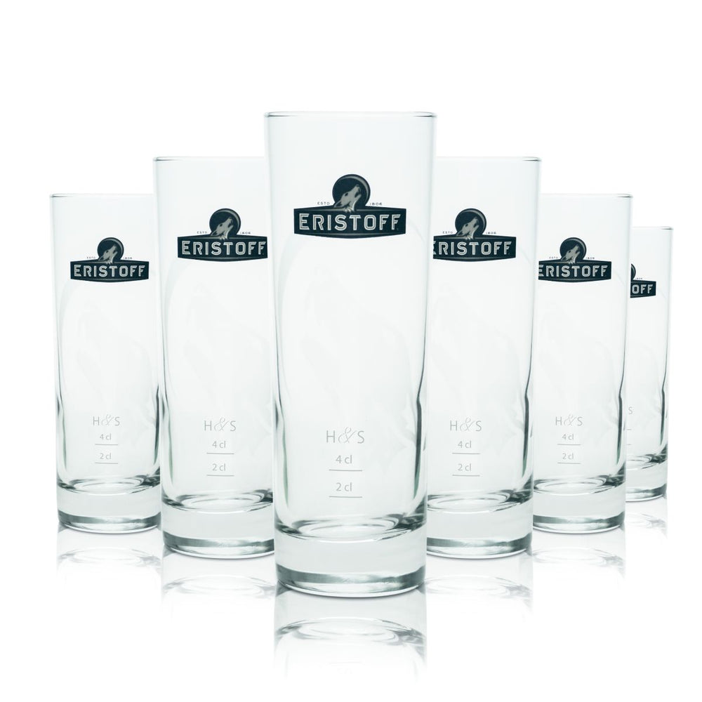 6x Eristoff Vodka Glas 0,3l Hochwertige Longdrink Cocktail Gläser Ember Haze