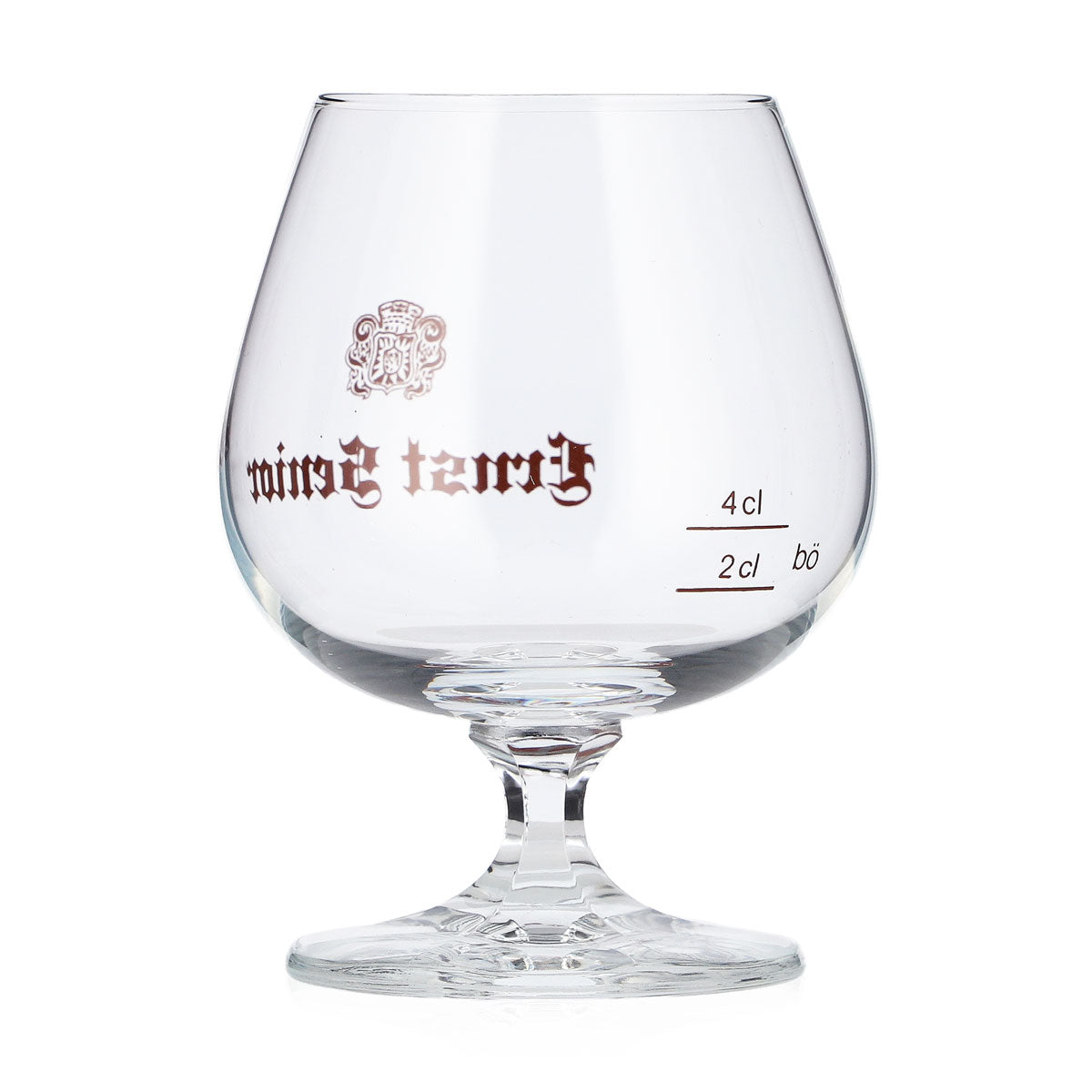 6x Ernst Senior Weinbrand Glas 2cl + 4cl Tulpe Braunes Logo Böckling – Ansicht 4