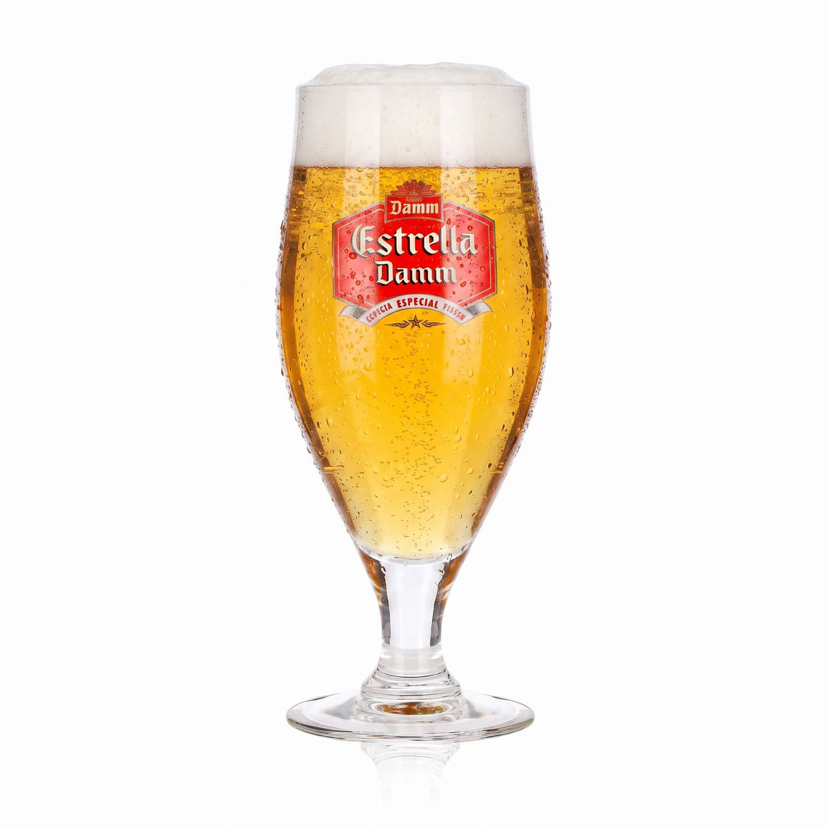 6x Estrella Damm Bier Glas 0,25l Pokal Cerveza Especial Pilsen Rotes Logo – Ansicht 2