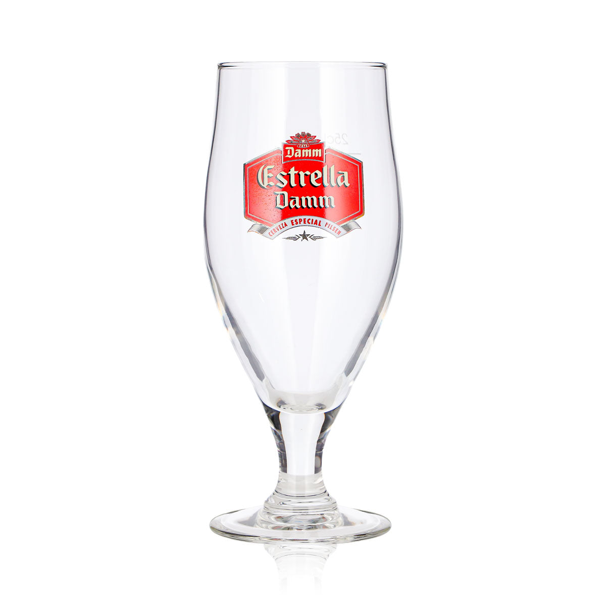 6x Estrella Damm Bier Glas 0,25l Pokal Cerveza Especial Pilsen Rotes Logo – Ansicht 3