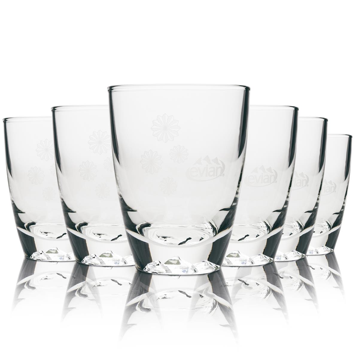 6x Evian Wasser Glas Tumbler Baum im Boden