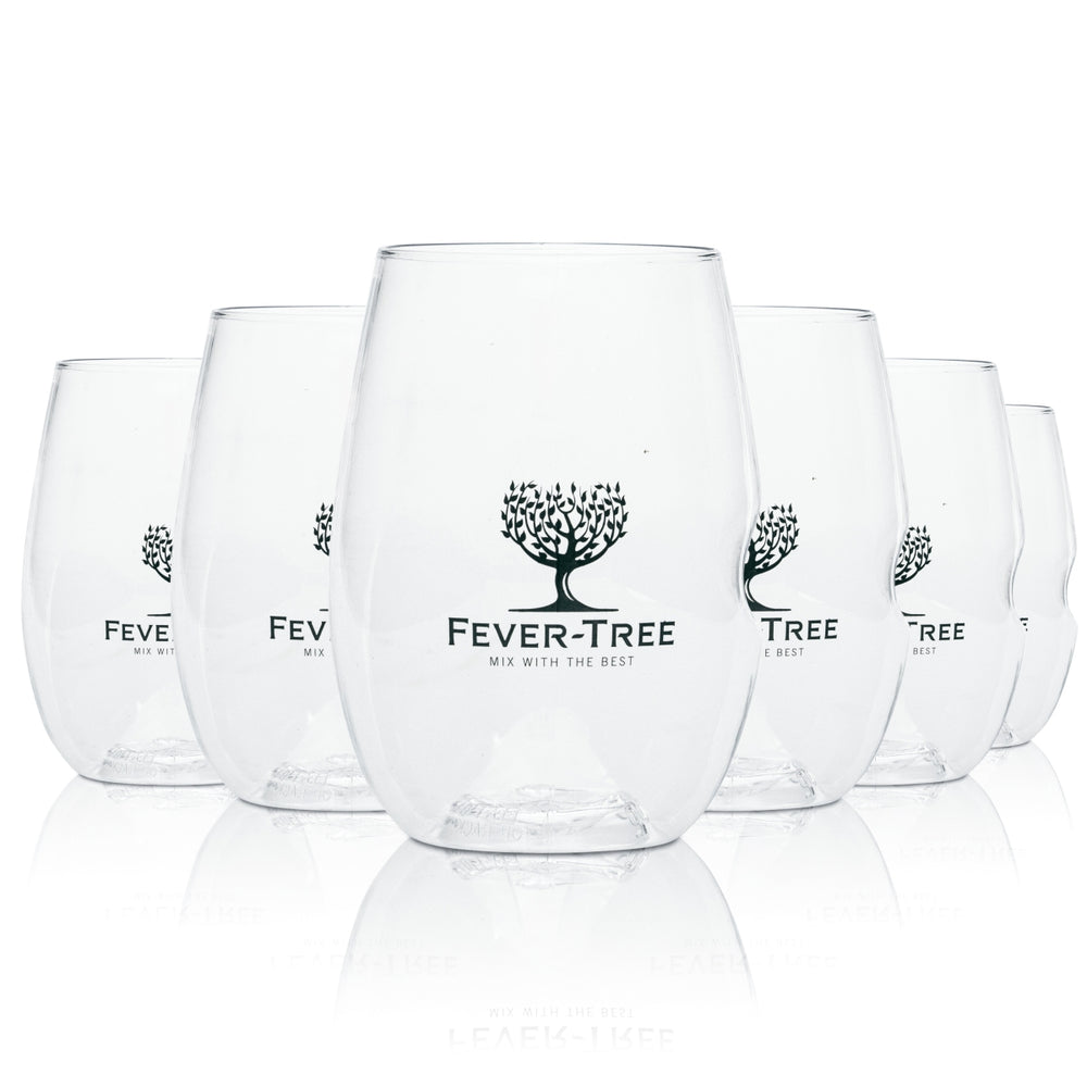 6x Fever Tree Mehrweg-Becher Hartplastik Gin 0,3l Tumbler Longdrink Gläser Glas
